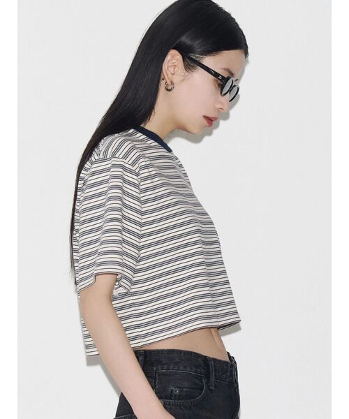 VEQUM(VEQUM)の「【VEQUM】HIGH GAUGE BORDER SHORT T SHIRT(Tシャツ/カットソー・レディース・アイボリー/グリーン/ネイビー・FREE)」の17枚目の写真