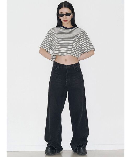 VEQUM(VEQUM)の「【VEQUM】HIGH GAUGE BORDER SHORT T SHIRT(Tシャツ/カットソー・レディース・アイボリー/グリーン/ネイビー・FREE)」の16枚目の写真