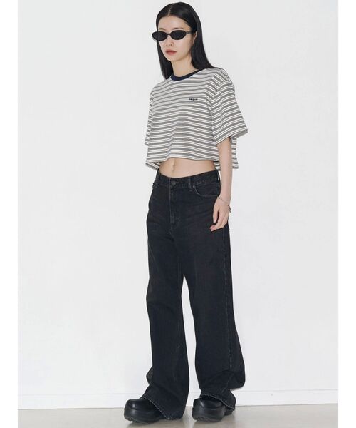 tシャツ 「VEQUM」HIGH GAUGE BORDER SHORT T SHIRT レディース VEQUM】HIGH GAUGE BORDER SHORT T SHIRT（Tシャツ/カットソー