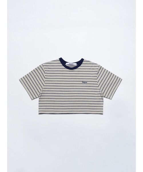 VEQUM(VEQUM)の「【VEQUM】HIGH GAUGE BORDER SHORT T SHIRT(Tシャツ/カットソー・レディース・アイボリー/グリーン/ネイビー・FREE)」の13枚目の写真