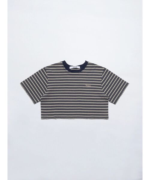 tシャツ 「VEQUM」HIGH GAUGE BORDER SHORT T SHIRT レディース VEQUM】HIGH GAUGE BORDER SHORT T SHIRT（Tシャツ/カットソー