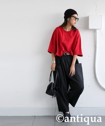 antiqua（アンティカ）の「綿100 無地 クルーネック カットソー（Tシャツ/カットソー）」