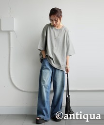 antiqua（アンティカ）の「綿100 無地 クルーネック カットソー（Tシャツ/カットソー）」