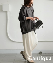 antiqua（アンティカ）の「綿100 無地 クルーネック カットソー（Tシャツ/カットソー）」