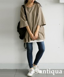 antiqua（アンティカ）の「綿100 無地 クルーネック カットソー（Tシャツ/カットソー）」