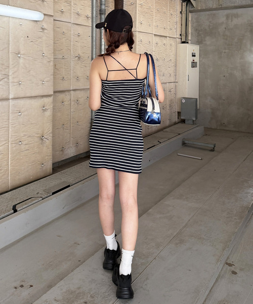 BACK TO THE FIELD（バック トゥー ザ フィールド）の「【MLB】アシメラインリブキャミワンピース（ワンピース・レディース・ネイビー/イエロー/ブラック・FREE）」の13枚目の写真