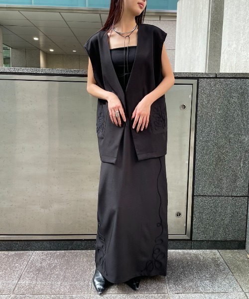 AIC.(エーアイシー)の「コード刺繍ロングスカート/セットアップ可能(スカート・レディース・ライトグレー/ブラック・FREE)」の15枚目の写真