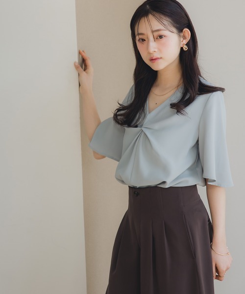 セール】小さいサイズ ねじれ半袖ブラウス 低身長さん・小柄女性