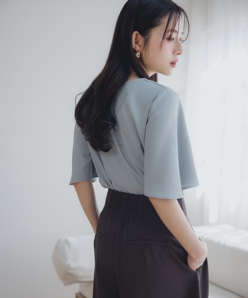 Nileperch 半袖ブラウス スキッパーネックブラウス(ブラウス・シャツ) | al'aise