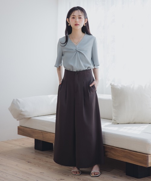 小さいサイズ ねじれ半袖ブラウス 低身長さん・小柄女性（シャツ
