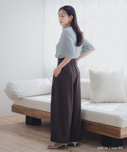 Petitjo（プッチージョ）の「小さいサイズ　ねじれ半袖ブラウス　低身長さん・小柄女性（シャツ/ブラウス・レディース・ブルーグレー/ホワイト・PSS/PS/PM/PL）」の10枚目の写真