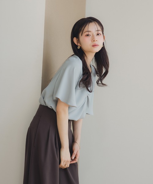 小さいサイズ ねじれ半袖ブラウス 低身長さん・小柄女性（シャツ