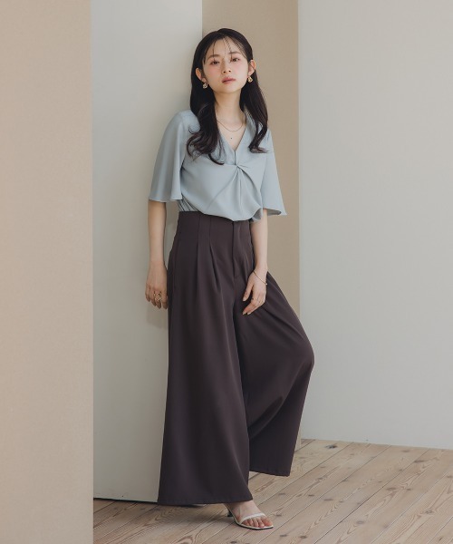 ブラウス シャツ 小さいサイズ　ねじれ半袖ブラウス　低身長さん・小柄女性 レディース 小さいサイズ ねじれ半袖ブラウス 低身長さん・小柄女性（シャツ