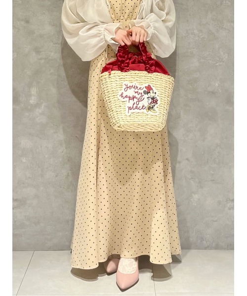 Maison de FLEUR（メゾンドフルール）の「Minnie Mouse/フリルハンドルカゴバッグ（かごバッグ・レディース・レッド・FREE）」の2枚目の写真