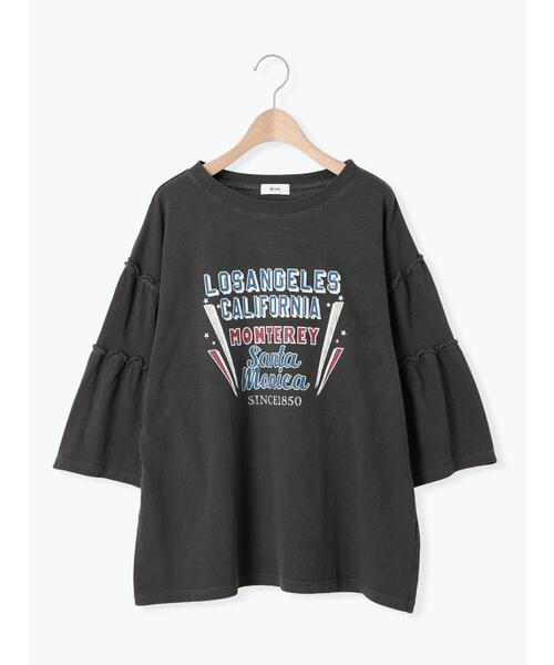 SM2（エスエムツー）の「ピグメント加工ギャザーティアードスリーブTシャツ（Tシャツ/カットソー・レディース・グリーン/チャコールグレー/グレー/オフホワイト・F）」の2枚目の写真