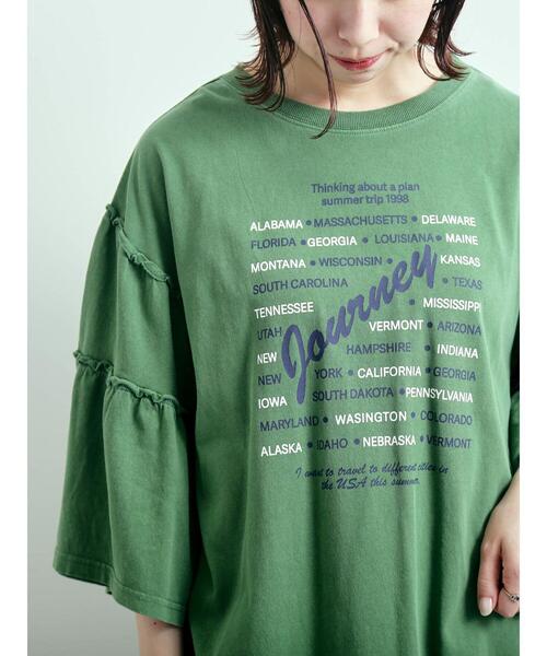 SM2（エスエムツー）の「ピグメント加工ギャザーティアードスリーブTシャツ（Tシャツ/カットソー・レディース・グリーン/チャコールグレー/グレー/オフホワイト・F）」の21枚目の写真