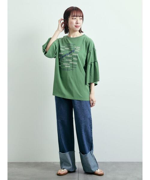 SM2（エスエムツー）の「ピグメント加工ギャザーティアードスリーブTシャツ（Tシャツ/カットソー・レディース・グリーン/チャコールグレー/グレー/オフホワイト・F）」の18枚目の写真