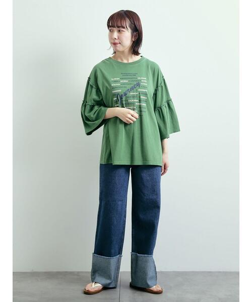 SM2（エスエムツー）の「ピグメント加工ギャザーティアードスリーブTシャツ（Tシャツ/カットソー・レディース・グリーン/チャコールグレー/グレー/オフホワイト・F）」の17枚目の写真