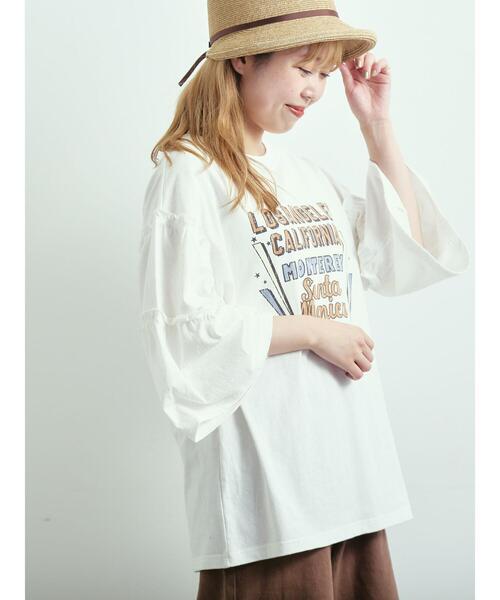 SM2（エスエムツー）の「ピグメント加工ギャザーティアードスリーブTシャツ（Tシャツ/カットソー・レディース・グリーン/チャコールグレー/グレー/オフホワイト・F）」の13枚目の写真