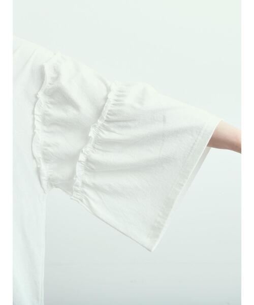 SM2（エスエムツー）の「ピグメント加工ギャザーティアードスリーブTシャツ（Tシャツ/カットソー・レディース・グリーン/チャコールグレー/グレー/オフホワイト・F）」の5枚目の写真