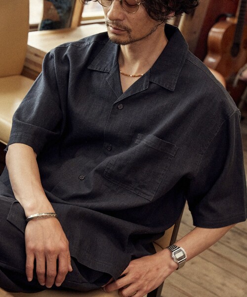 FREAK'S STORE（フリークスストア）の「FREAK’S STORE/フリークスストア LINEN COTTON O/C SH SS/リネン コットン オープンカラーシャツ ショートスリーブ（シャツ/ブラウス・メンズ・ブラック/オフホワイト/チャコールグレー/ベージュ・MEDIUM/LARGE）」の3枚目の写真