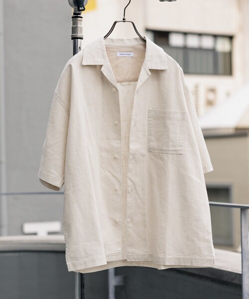 FREAK'S STORE（フリークスストア）の「FREAK’S STORE/フリークスストア LINEN COTTON O/C SH SS/リネン コットン オープンカラーシャツ ショートスリーブ（シャツ/ブラウス・メンズ・ブラック/オフホワイト/チャコールグレー/ベージュ・MEDIUM/LARGE）」の2枚目の写真