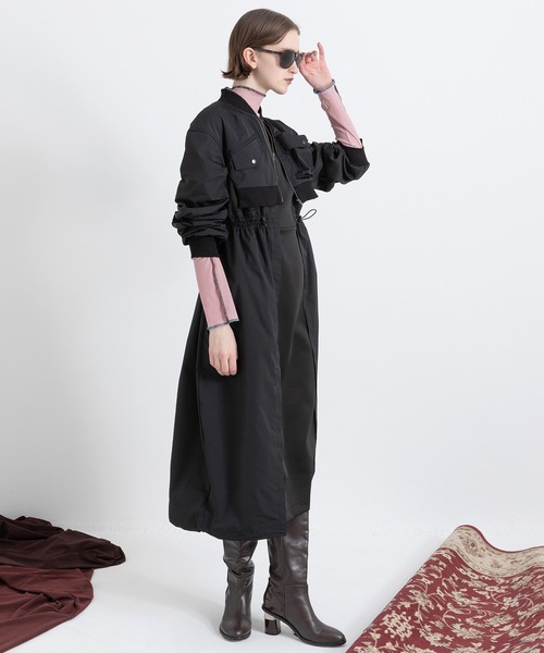 AULA AILA（アウラアイラ）の「ミリタリーバルーンワンピース（ワンピース・レディース・カーキ/ブラック/グレー・0）」の2枚目の写真