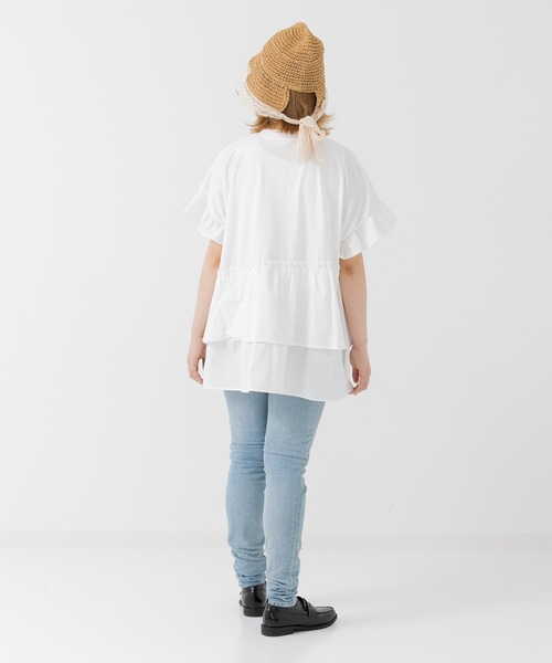 JAM & LINK（ジャムアンドリンク）の「ランダムフリル ドルマンTシャツ 【リンクコーデ】（Tシャツ/カットソー・レディース・ホワイト/チャコールグレー・M/L）」の13枚目の写真