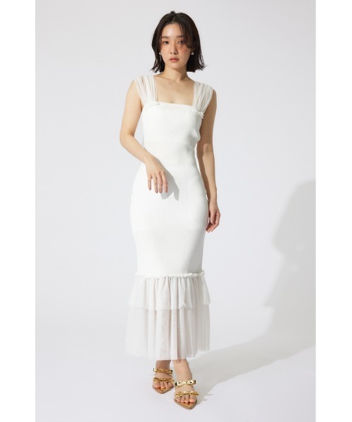 セール】チュールレイヤードホルターニットワンピース 夏服