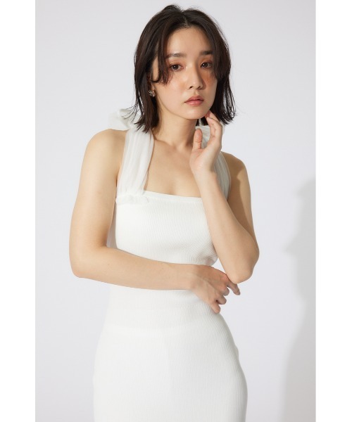 セール】チュールレイヤードホルターニットワンピース 夏服