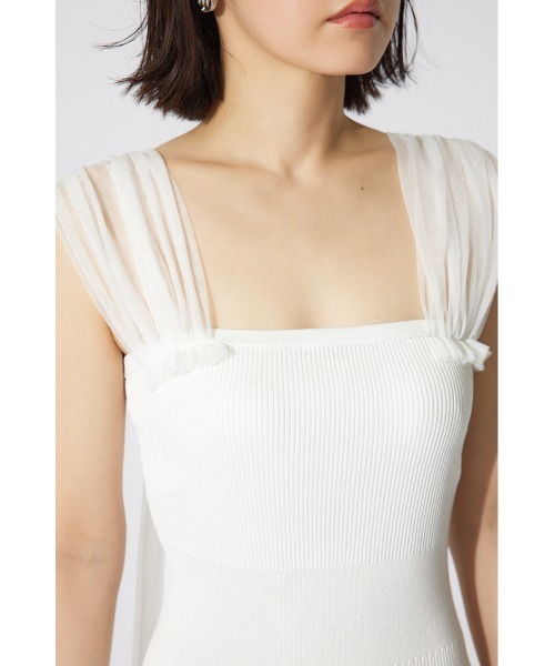 rienda(リエンダ)の「チュールレイヤードホルターニットワンピース 夏服 ホルターネック サマーニット(ワンピース・レディース・ブルー/ホワイト/ブラック・FREE)」の18枚目の写真