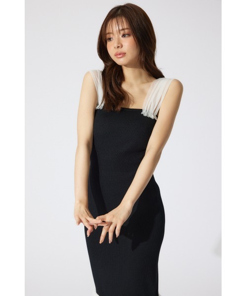 rienda(リエンダ)の「チュールレイヤードホルターニットワンピース 夏服 ホルターネック サマーニット(ワンピース・レディース・ブルー/ホワイト/ブラック・FREE)」の9枚目の写真