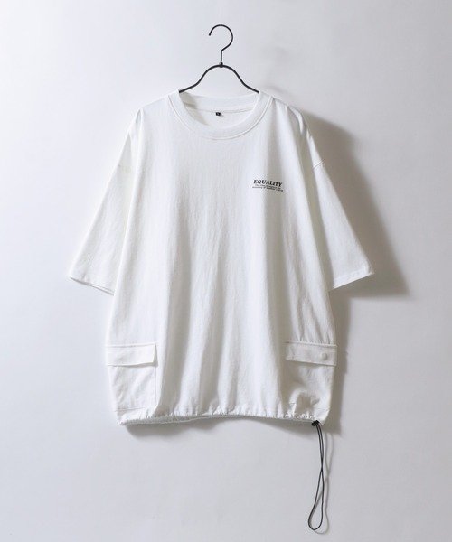 SITRY(シトリー)の「Side Pocket T-shirt/サイドポケット ドローコード オーバーサイズ 半袖Tシャツ(Tシャツ/カットソー・メンズ・ホワイト/ブラック/ブルー/チャコール/ベージュ/ネイビー・LL/M/L)」の14枚目の写真