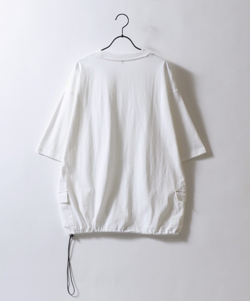 SITRY(シトリー)の「Side Pocket T-shirt/サイドポケット ドローコード オーバーサイズ 半袖Tシャツ(Tシャツ/カットソー・メンズ・ホワイト/ブラック/ブルー/チャコール/ベージュ/ネイビー・LL/M/L)」の8枚目の写真