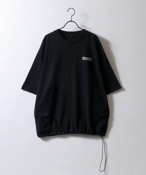 SITRY(シトリー)の「Side Pocket T-shirt/サイドポケット ドローコード オーバーサイズ 半袖Tシャツ(Tシャツ/カットソー・メンズ・ホワイト/ブラック/ブルー/チャコール/ベージュ/ネイビー・LL/M/L)」の13枚目の写真