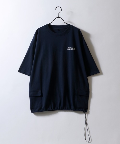 SITRY(シトリー)の「Side Pocket T-shirt/サイドポケット ドローコード オーバーサイズ 半袖Tシャツ(Tシャツ/カットソー・メンズ・ホワイト/ブラック/ブルー/チャコール/ベージュ/ネイビー・LL/M/L)」の10枚目の写真