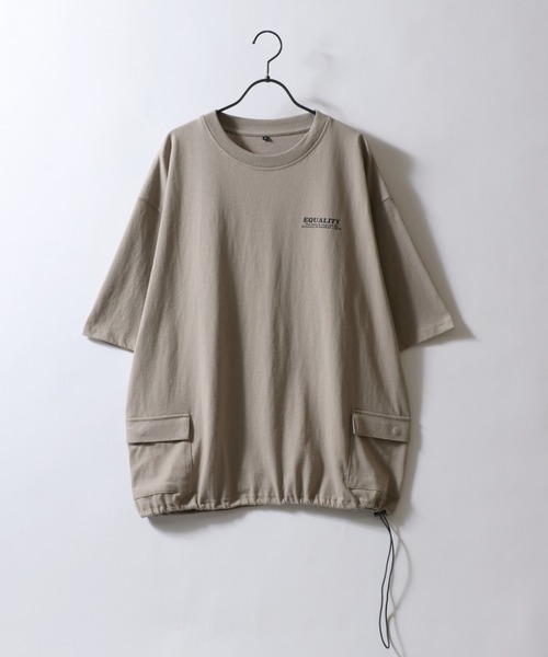 SITRY(シトリー)の「Side Pocket T-shirt/サイドポケット ドローコード オーバーサイズ 半袖Tシャツ(Tシャツ/カットソー・メンズ・ホワイト/ブラック/ブルー/チャコール/ベージュ/ネイビー・LL/M/L)」の11枚目の写真