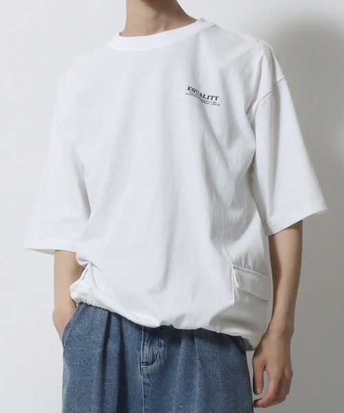 セール】Side Pocket T-shirt/サイドポケット ドローコード