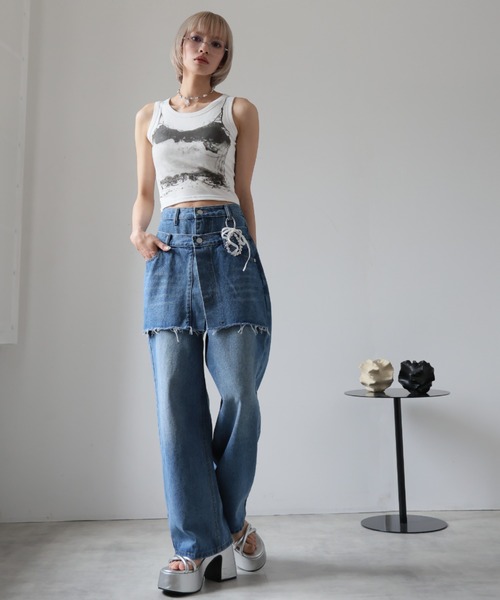 Ulysses（ユリシス）の「【ブラトップ】カップ付きデザインタンクトップ（タンクトップ・レディース・ホワイト/ブラック/グレー・F）」の6枚目の写真