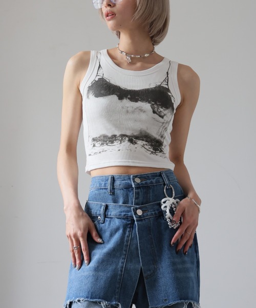 Ulysses（ユリシス）の「【ブラトップ】カップ付きデザインタンクトップ（タンクトップ・レディース・ホワイト/ブラック/グレー・F）」の10枚目の写真