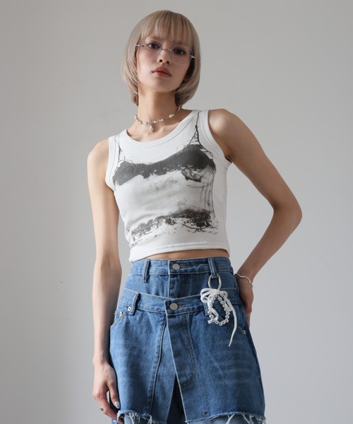 Ulysses（ユリシス）の「【ブラトップ】カップ付きデザインタンクトップ（タンクトップ・レディース・ホワイト/ブラック/グレー・F）」の13枚目の写真