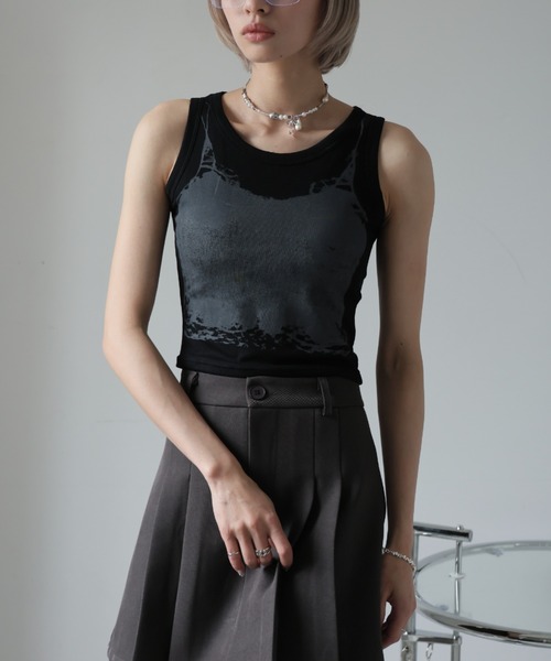 Ulysses（ユリシス）の「【ブラトップ】カップ付きデザインタンクトップ（タンクトップ・レディース・ホワイト/ブラック/グレー・F）」の17枚目の写真