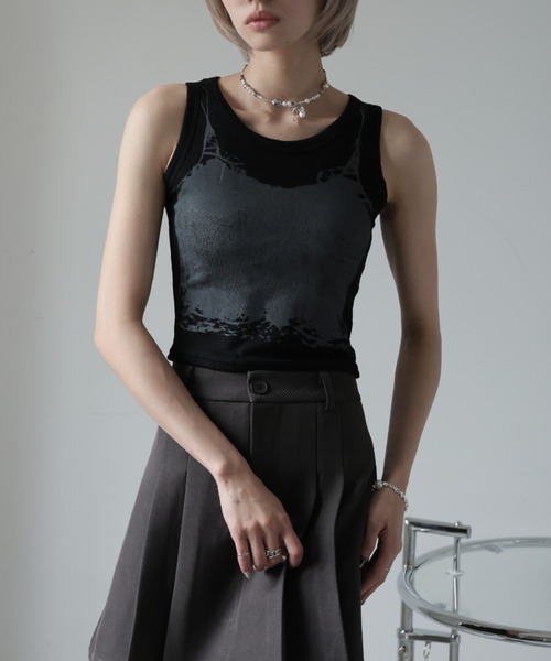 Ulysses（ユリシス）の「【ブラトップ】カップ付きデザインタンクトップ（タンクトップ・レディース・ホワイト/ブラック/グレー・F）」の18枚目の写真