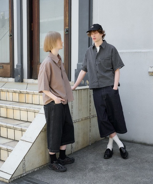 Regen Glanz（レーゲングランツ）の「cropped check shirt/クロップドチェックシャツ（シャツ/ブラウス・メンズ・グリーン/ブラック/ベージュ・LARGE/MEDIUM）」の14枚目の写真