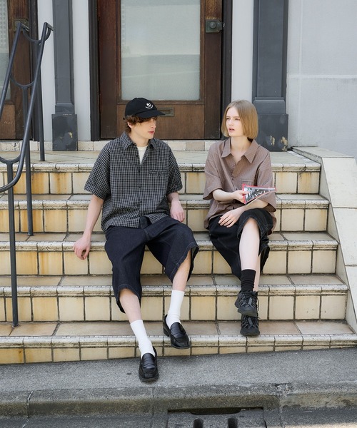 Regen Glanz（レーゲングランツ）の「cropped check shirt/クロップドチェックシャツ（シャツ/ブラウス・メンズ・グリーン/ブラック/ベージュ・LARGE/MEDIUM）」の12枚目の写真