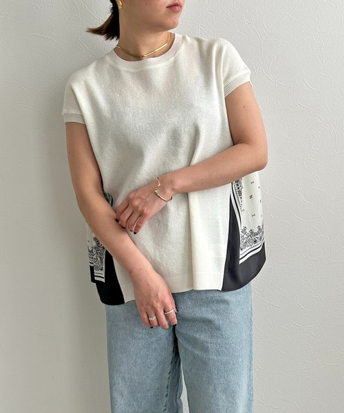 LHELBIE(レルビエ)の「スカーフドッキングニットトップス(ニット/セーター・レディース・ブラック/アイボリー・M)」の11枚目の写真