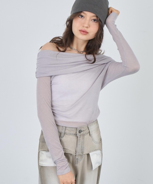 ANAP(アナップ)の「オフショルシアートップス(Tシャツ/カットソー・レディース・ブラック/ライトグレー/アイボリー/ネイビー・FREE)」の11枚目の写真