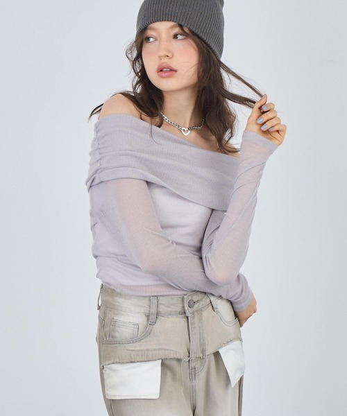 ANAP(アナップ)の「オフショルシアートップス(Tシャツ/カットソー・レディース・ブラック/ライトグレー/アイボリー/ネイビー・FREE)」の12枚目の写真