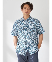 ★タグ付き★マックレガー ミッドセンチュリー柄 半袖シャツ XL ブルー セール】マリン柄シャツ（シャツ/ブラウス）｜McGREGOR