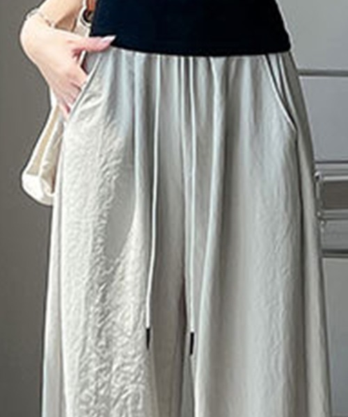 ユニセックス スウェットパンツ ワイドレッグ コットン ユニセックス】ワンポイント刺繍ワイドスウェットパンツ